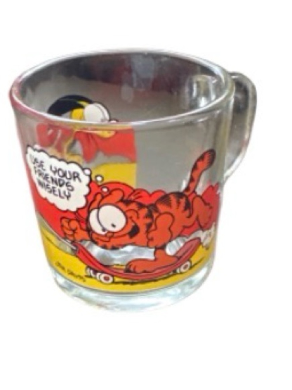 Garfield 1973 vintage glass mug Skateboard  - Orange Character Design